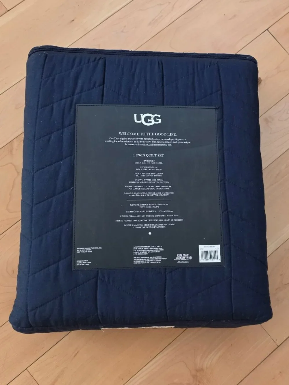 UGG Dawn Twin Quilt Set 1 Quilt & 1 Sham 100% Cotton Navy